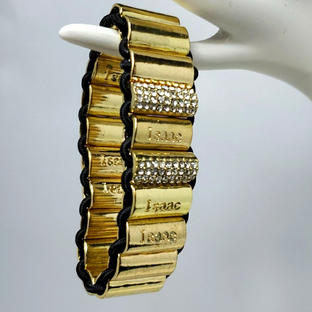 Isaac Mizrahi Gold Rhinestone Stretch Bracelet